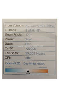 Oznaczenie na żarówkach LED V-TAC