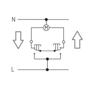 Uproszczony schemat sterowania roleta elektryczną za pomocą dwuklawiszowego łącznika
