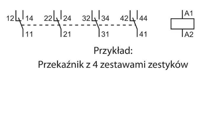 Przekaźnik z czterema zestawami zestyków