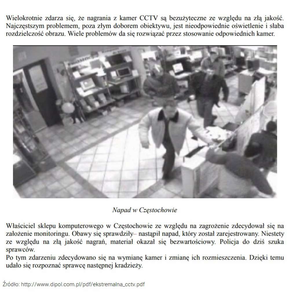 Przykład nagrania z kamery monitoringu CCTV