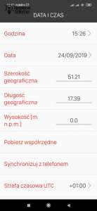 Szczegóły ustawień daty i czasu w aplikacji Exta Life Zamel