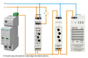 Sygnalizację uszkodzenia ogranicznika można wykonać z wykorzystaniem dwóch przekaźników czasowych i dzwonka