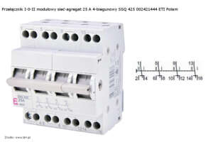 Do gniazdka zasilanie rezerwowe można doprowadzić z użyciem przełącznika I-0-II sieć-agregat 002421444 ETI Polam
