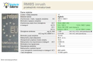 Obciążalność przekaźnika RM85 inrush Relpol 