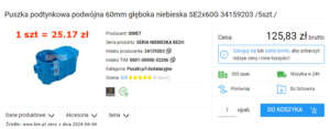 Puszka do elektroniki podtynkowa podwójna 60mm głęboka niebieska SE2x60G 34159203