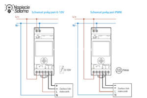 Zegar sterujący 12.A4 Finder standard sterowania PWM, 0-10V, 16A styk przełączny - schemat podłączenia