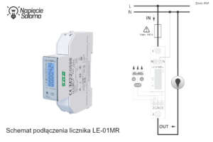 Liczniki energii z komunikacją - schemat podłączenia licznika LE-01MR