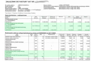 Faktura za energię elektryczną z wyszczególnioną energią bierną indukcyjną i pojemnościową - moc bierna