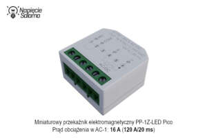 Miniaturowy przekaźnik elektromagnetyczny dopuszkowy PP 1Z LED Pico do montażu w puszce instalacyjnej, odporny na prądy rozruchowe obciążeń LED