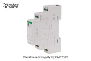Przekaźnik elektromagnetyczny instalacyjny PK 3P 110 V montowany na szynie TH35, trójtorowy element wykonawczy w rozdzielnicy