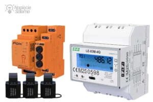 Monitor energii FOX MEF-3 i licznik LE-03M-4Q w automatyce PV Monitor energii FOX MEF-3 z przekładnikami prądowymi oraz licznik 3-fazowy LE-03M-4Q do pomiaru energii i napięcia w instalacji PV
