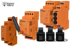 System FOX F&F monitor energii i elementy Smart Home do zarządzania energią w PV Urządzenia systemu FOX F&F monitor energii MEF-3 moduły komunikacyjne i przekładniki prądowe do pomiaru energii w instalacji PV