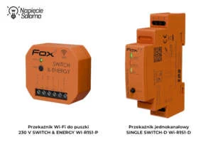 Przekaźniki FOX Wi-Fi do sterowania urządzeniami w automatyce instalacji PV Przekaźniki Wi-Fi FOX WI-R1S1-P i WI-R1S1-D do sterowania odbiornikami i zarządzania energią w instalacji PV