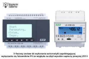 Sterownik FLC i licznik LE-03M-4Q w systemie ochrony falownika PV przed wysokim napięciem Sterownik FLC18-ETH i licznik energii LE-03M-4Q w układzie automatyki ograniczającej napięcie i zapobiegającej wyłączaniu falownika PV