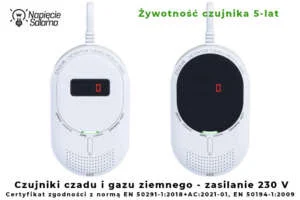 F&F CTLG 08 i CTLG 09 - detektor tlenku węgla i gazu ziemnego Detektory czadu i gazu ziemnego F&F CTLG 08 i CTLG 09, żywotność sensora 5 lat, zasilanie 230 V