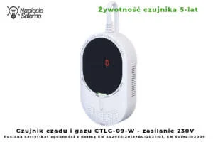 F&F CTLG-09-W - czujnik czadu i gazu ziemnego z aplikacją Tuya Smart Detektor tlenku węgla i gazu ziemnego F&F CTLG-09-W, Wi‑Fi, aplikacja Tuya Smart i zasilanie 230 V
