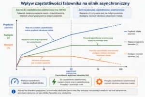 Wpływ częstotliwości falownika na prędkość, napięcie i moment silnika Jak podłączyć i skonfigurować falownik, wpływ częstotliwości wyjściowej falownika na prędkość obrotową silnika, napięcie oraz dostępny moment obrotowy