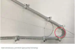 Skrętka komputerowa U/UTP zgięta poniżej minimalnego promienia gięcia
