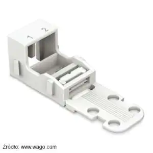 Adapter montażowy 221-502 Wago do szybkozłączek 221-412 Do montażu szybkozłączek Wago 221-412 można użyć adaptera 221-502