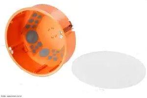 Wiatroszczelna puszka E816 z pokrywą do ścian pustych, wykonana w standardzie 120 mm Simet wiatroszczelna puszka E816 z pokrywą do GK w standardzie 120 mm
