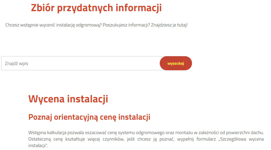 Wycena instalacji odgromowych Wyceń projekt instalacji odgromowej