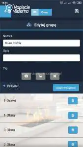 Blebox, widok w aplikacji wBox - grupy Bezprzewodowy system inteligentnego domu po Wi-Fi Blebox