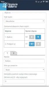 Blebox, widok w aplikacji wBox - ustawienia Bezprzewodowy system inteligentnego domu po Wi-Fi Blebox