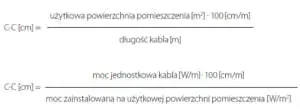 Kable grzejne - wzór na obliczanie odstępu C-C