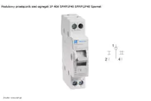 Modułowy przełącznik sieć-agregat 1P 40A SPMP1P40 SPMP\1P40 Spamel Przełącznik sieć-agregat PMP1P40 SPMP\1P40 Spamel do doprowadzenia zasilania do gniazdka
