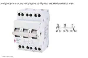 Przełącznik I-0-II modułowy sieć-agregat 40 A 3-biegunowy SSQ 340 002421435 ETI Polam Przełącznik I-0-II sieć-agregat do awaryjnego przełączania zasilania