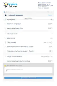 Pośród wielu ustawień mamy do dyspozycji regulację maksymalnej bezpiecznej temperatury Termostat thermoBox - ustawienie maksymalnej bezpiecznej temperatury