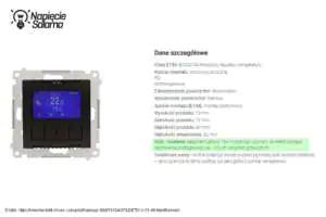 Kontakt-Simon pokojowy regulator temperatury Termostat Kontakt-Simon przykład opisania obciążalności styków