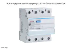 RCCB Wyłącznik różnicowoprądowy CDA440J 3P+N 40A 30mA 6 kA A Różnicówka RCCB Hager CDA440J 3P+N 40A 30mA 6 kA A