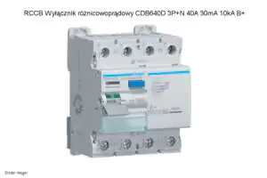 RCCB Wyłącznik różnicowoprądowy CDB640D 3P+N 40A 30mA 10 kA B+ Wyłącznik różnicowoprądowy RCCB Hager CDB640D 3P+N 40A 30mA 10 kA B+