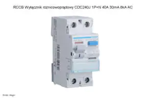 RCCB Wyłącznik różnicowoprądowy CDC240J 1P+N 40A 30mA 6 kA AC Różnicówka 1-fazowa RCCB Hager CDC240J 1P+N 40A 30mA 6 kA AC