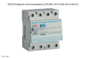 RCCB Wyłącznik różnicowoprądowy CDC440J 3P+N 40A 30mA 6 kA AC Różnicówka Hager RCCB CDC440J 3P+N 40A 30mA 6 kA AC