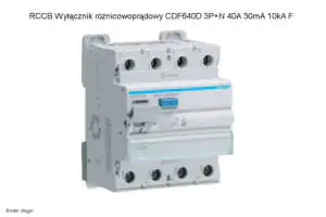 RCCB Wyłącznik różnicowoprądowy CDF640D 3P+N 40A 30mA 10 kA F Różnicówka RCCB Hager CDF640D 3P+N 40A 30mA 10 kA F