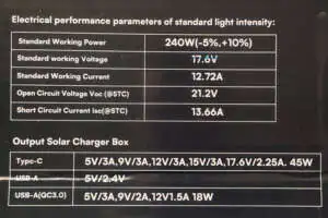 Parametry techniczne panel PV VT-10240 Nr. ref. 11565 V-TAC Dane techniczne VT-10240 Nr. ref. 11565 V-TAC