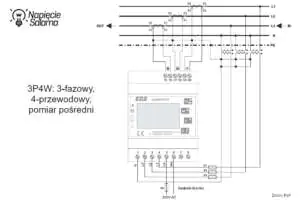 LE-03MQ-CT - schemat podłączenia 3P4W - pomiar pośredni Liczniki energii z komunikacją - LE-03MQ-CT - schemat podłączenia 3P4W - pomiar pośredni